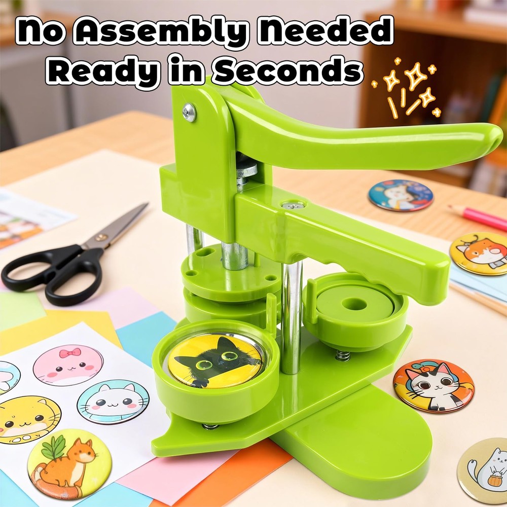 MK.Bear Button Maker Machine 58mm (2.25 in) Round inch), Green