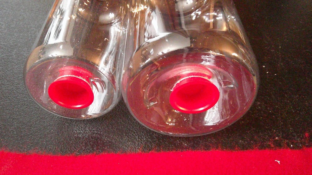 MEC RELOADING PRESS REPLACEMENT POWDER / SHOT BOTTLE SET CLEAR W/ PLUG & LID