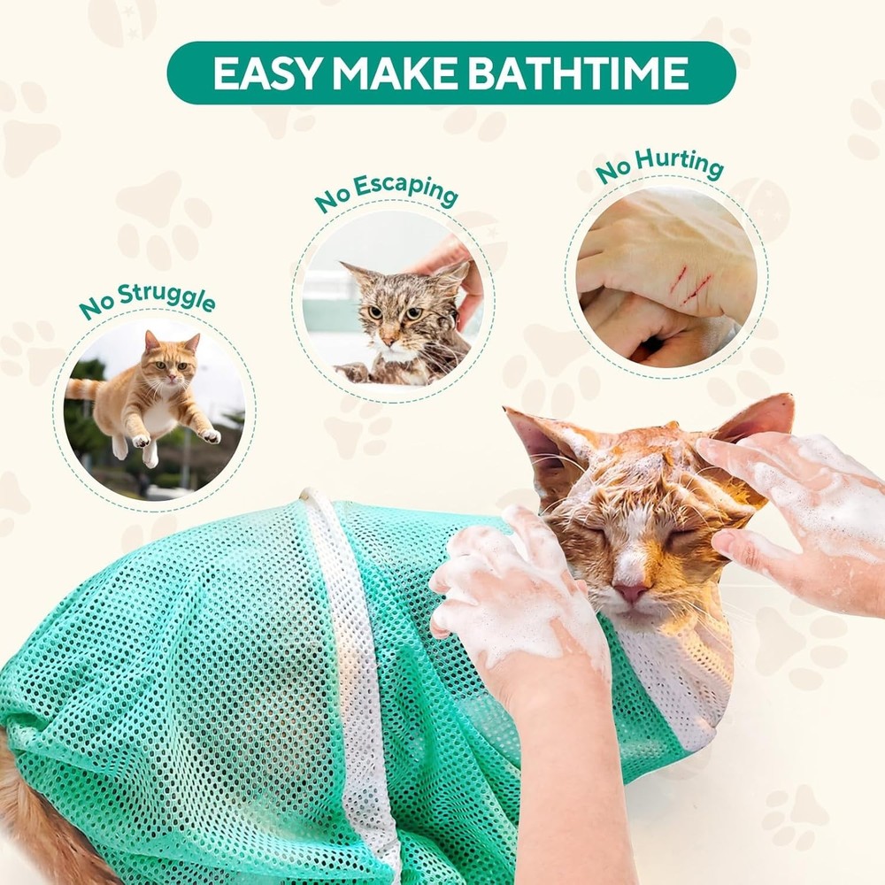 Cat Bag for Bath Adjustable Breathable Mesh Pet Restraint Bag