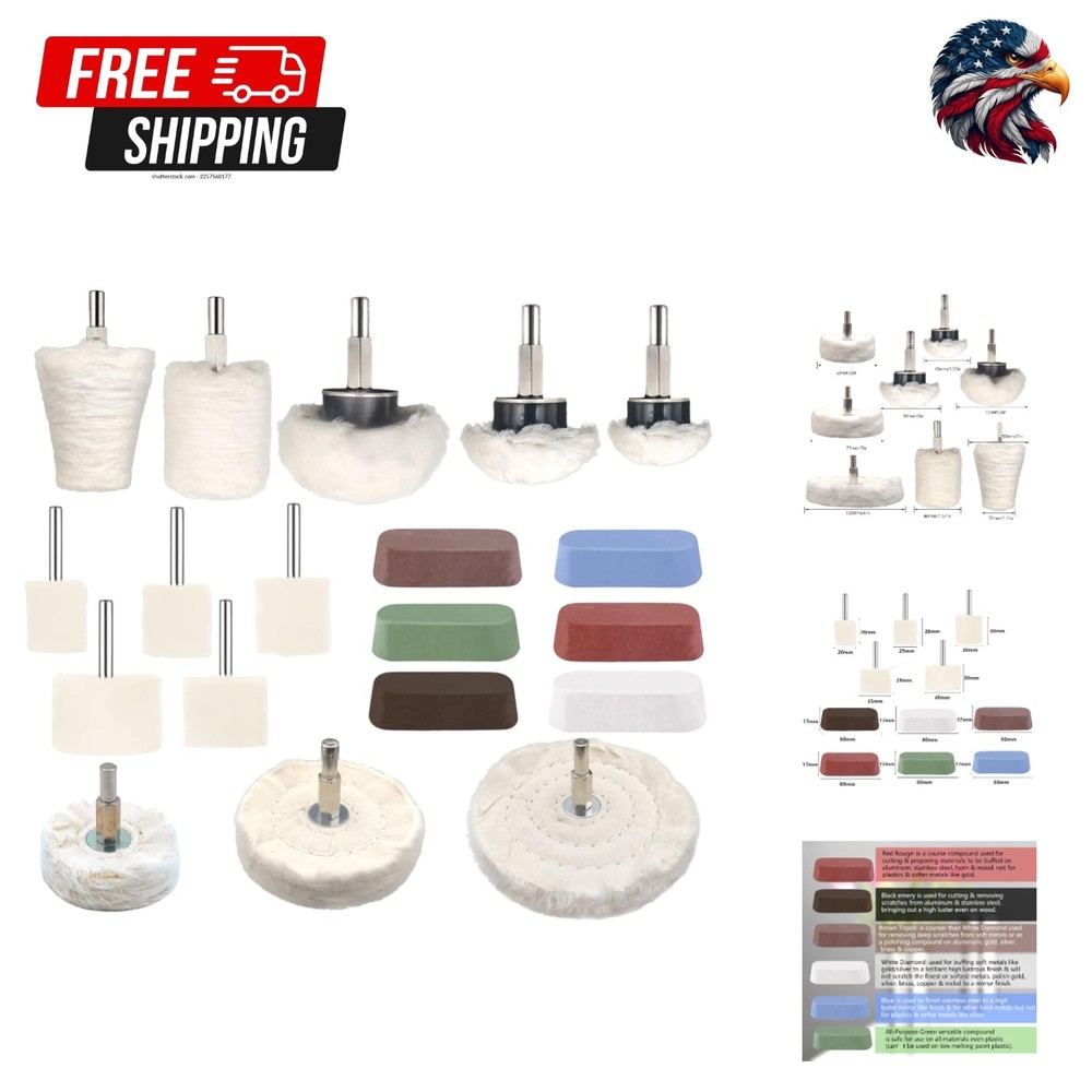 19-Piece Professional Buffing Wheel Set for Drill - Mirror Finish Guaranteed