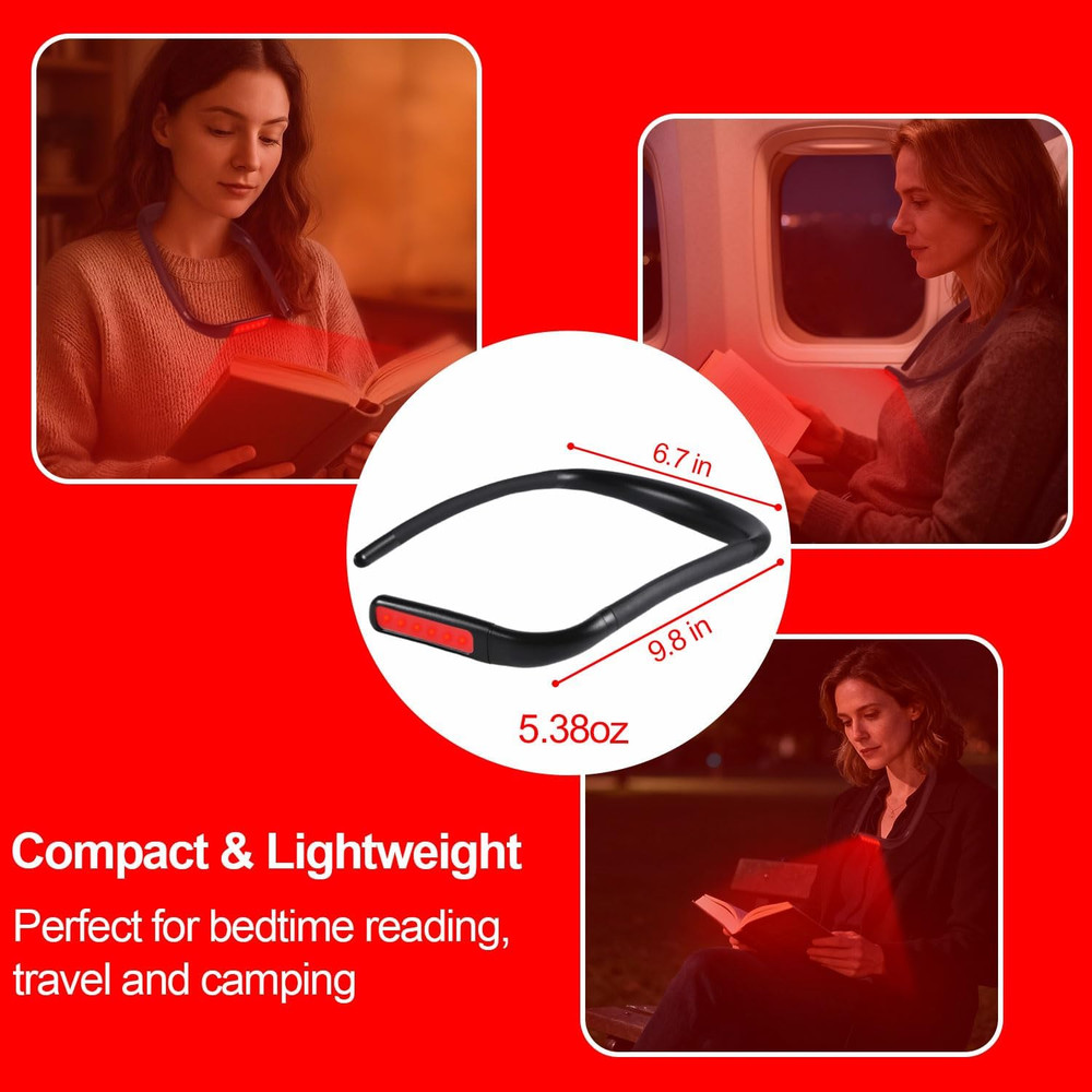 630Nm Red Neck Reading Light Zero Blue Light Rechargeable Dimmable Portable LED