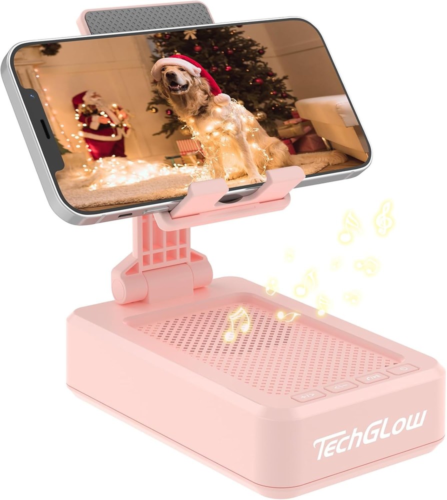 TechGlow Gift for Women Foldable Cellphone Stand with Bluetooth Speaker Wireless