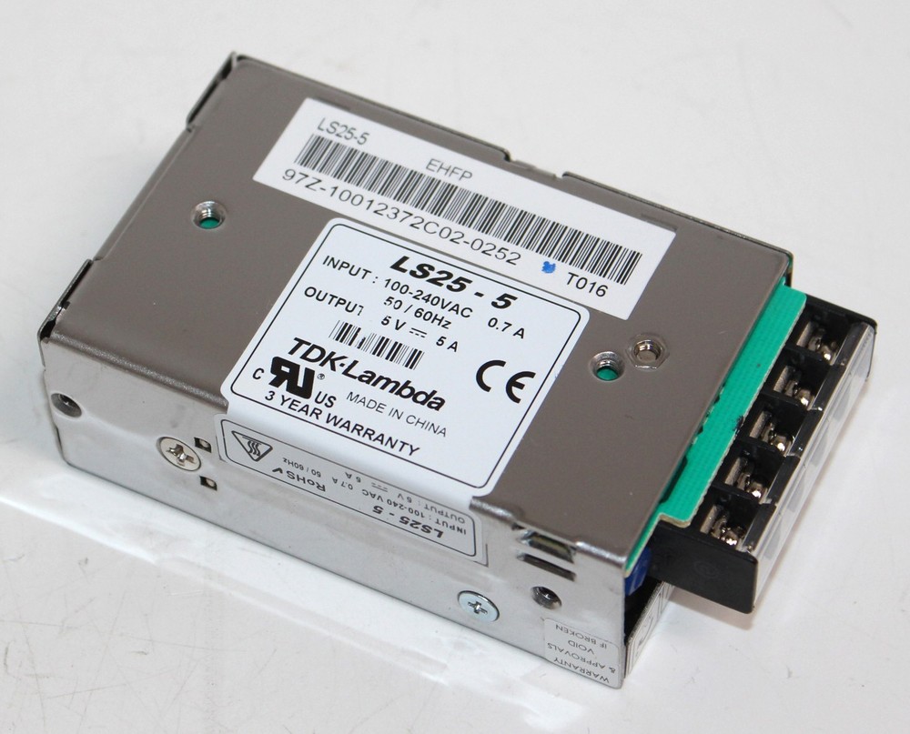 TDK-Lambda LS25-5 Power Supply: Input 100-240VAC Output: 5VDC 5A 25W