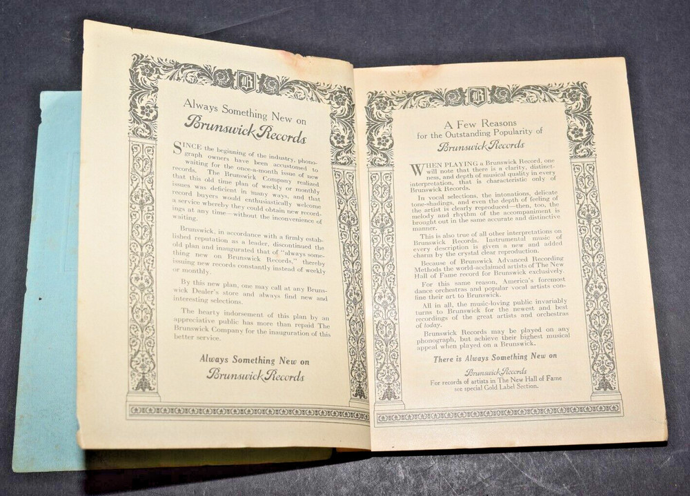 "Original" 1925 Brunswick Record Booklet and Catalog