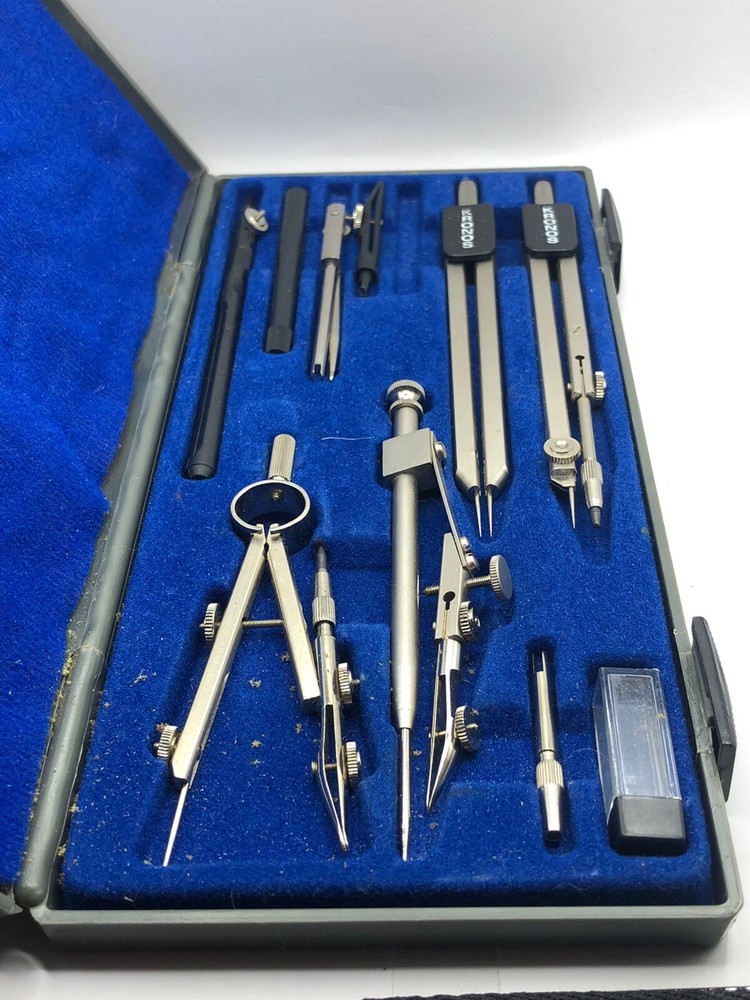 Vintage Kronos 311 Compass Set Technical Drawing Kit Engineering Draftsman Tools