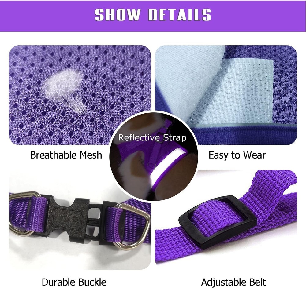 Dog Harness & Leash Set Walking Soft Mesh Adjustable Easy Control Lightweight