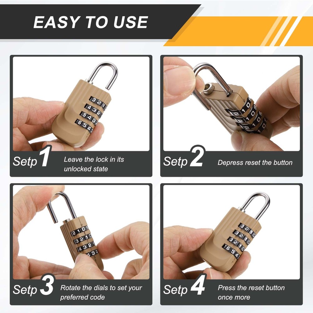 Resettable 4 Digit Combination Lock Code Padlock, Sapphire (73 x 28mm)