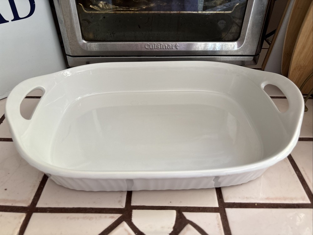 CorningWare French White Stoneware Rectangular Baking Dish, 9.3x13.3 Inches