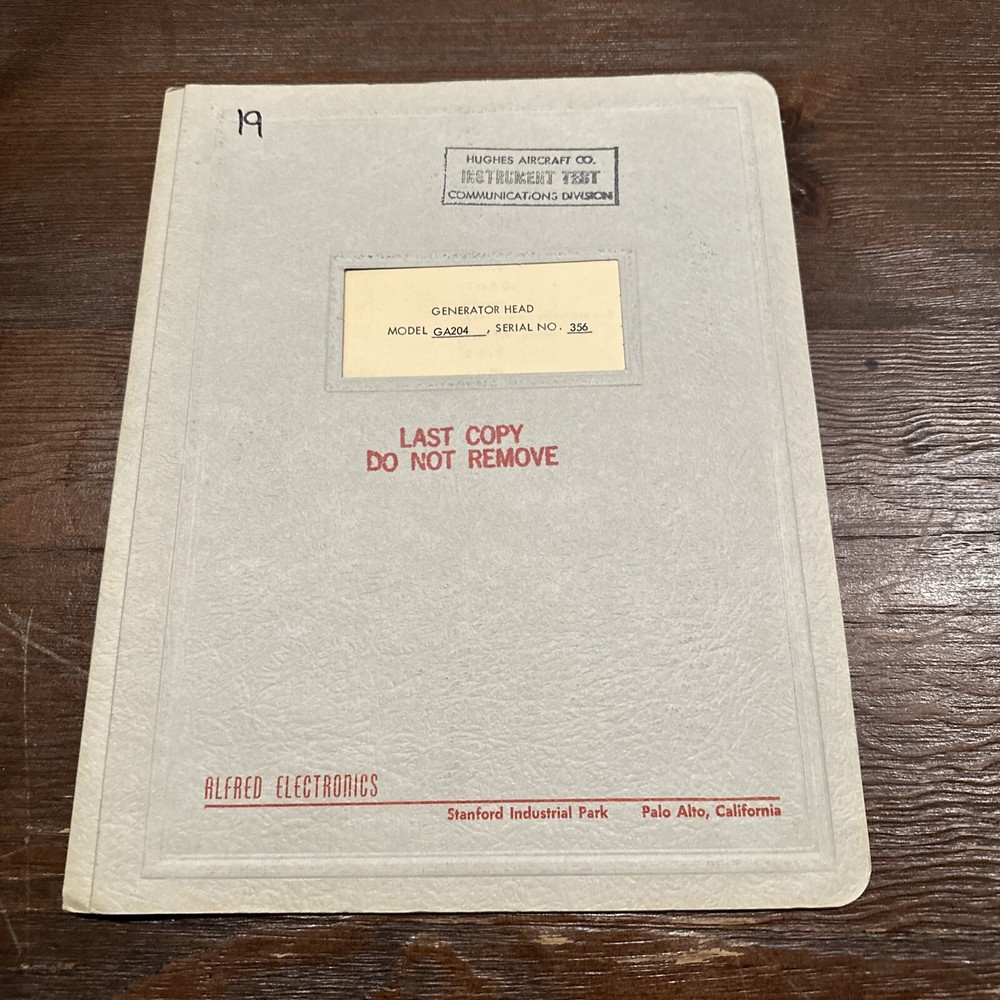 Alfred Electronics Model GA204 Generator Head Serial No. 356