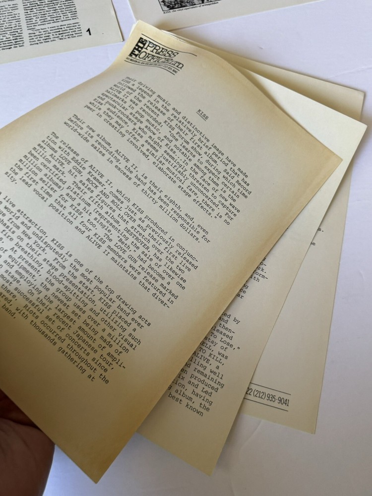 KISS ALIVE II PRESS KIT ORIGINAL 1978