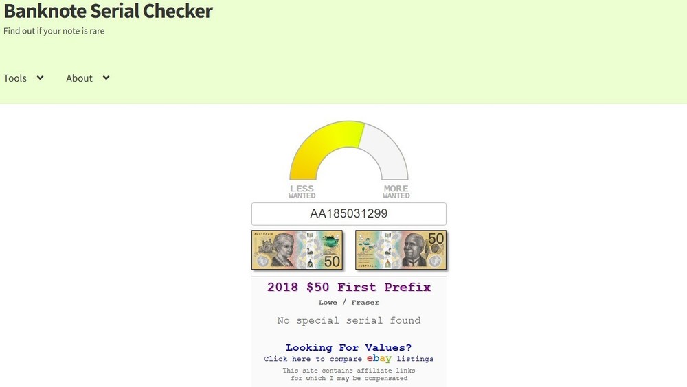 2018 $50 First Prefix Lowe Fraser AA185031299