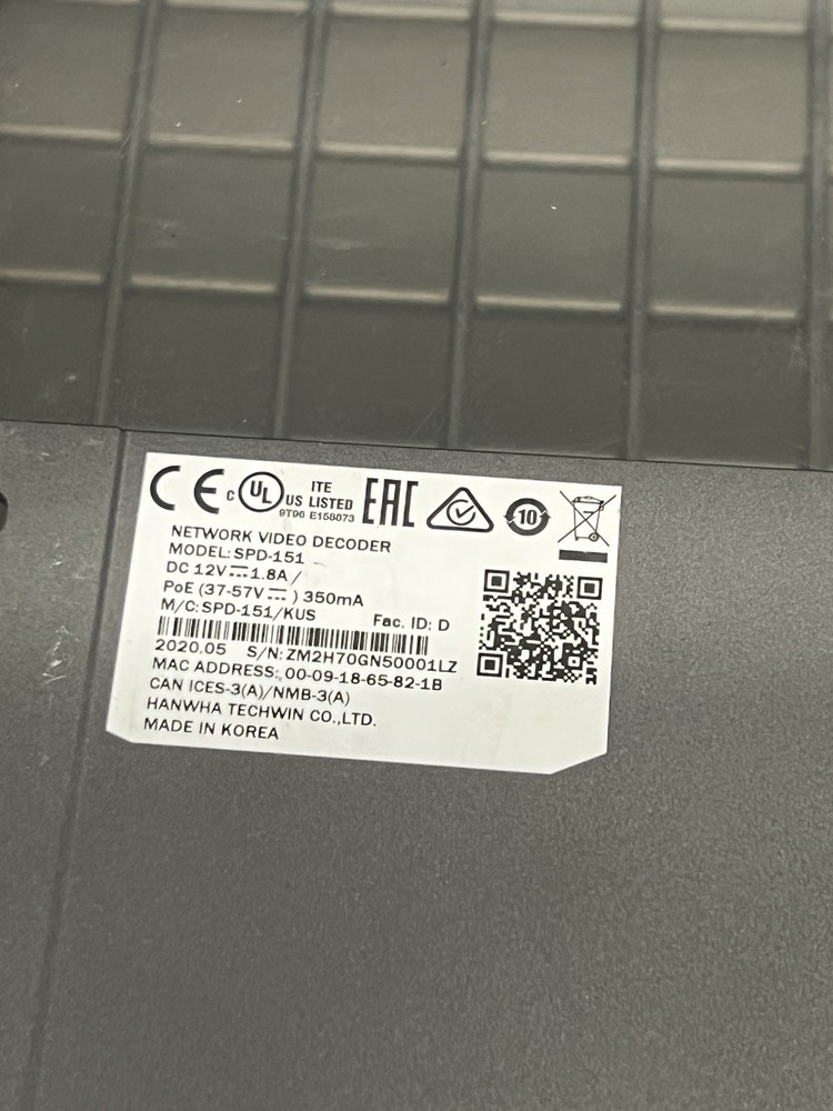 WISENET SPD-151 Network Video Decoder 4K