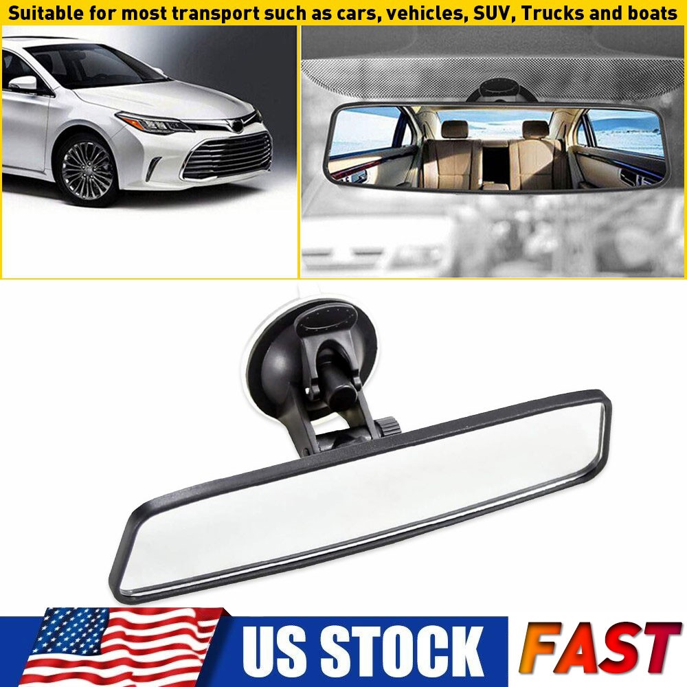 Car Interior Rear View Mirror Wide Flat Suction Cup Universal Angle Adjust EAH