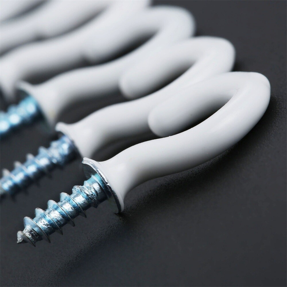 50/100Pcs 0.94" Strong Durable Vinyl Coated Ceiling Hooks Space-saving Hardware
