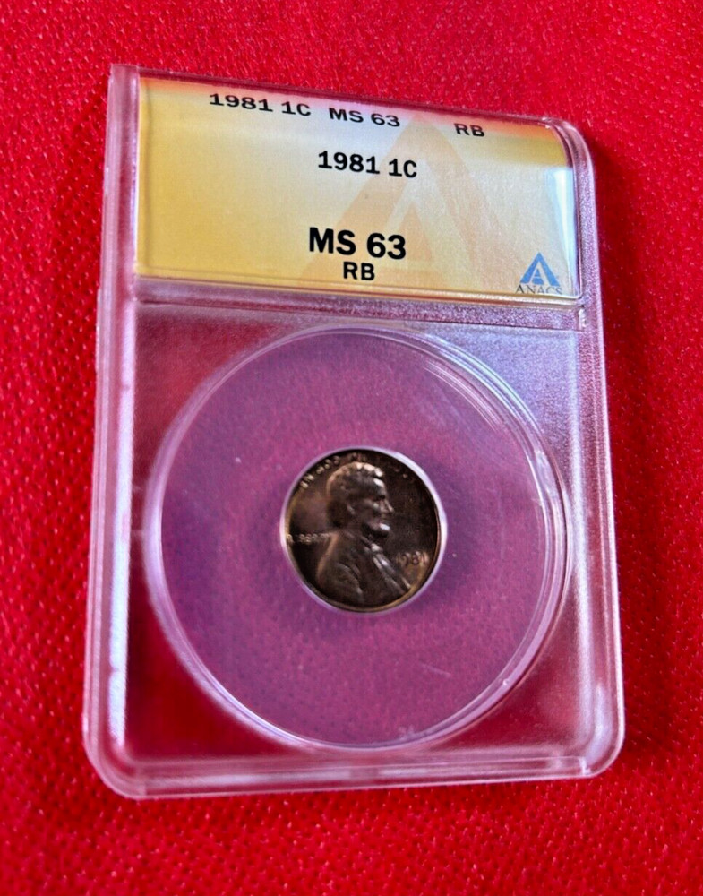 1981 ONE CENT US COIN ANACS MS 63 RB