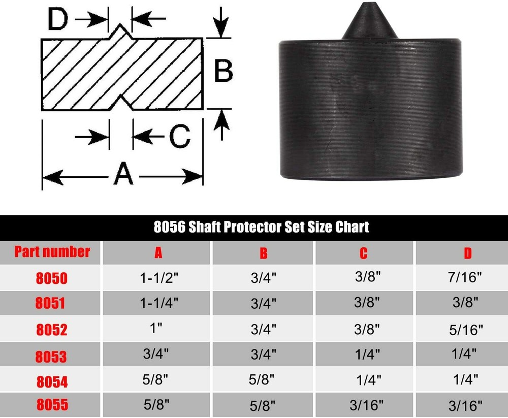 8056 Shaft Protector Set - 6 pcs, Use With Grip-O-Matic pullers or 'Push-Puller