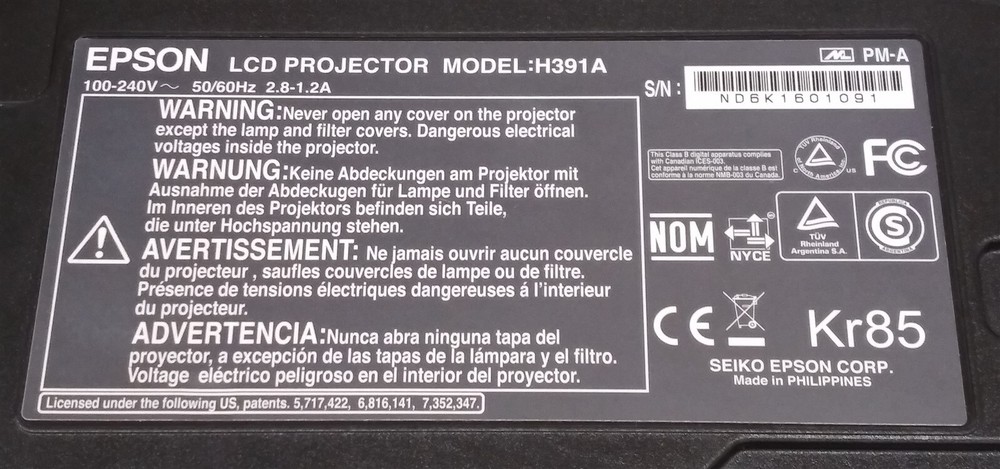⭐️⭐️⭐️⭐️⭐️ Epson VS200 Model H391A LCD Desktop Projector
