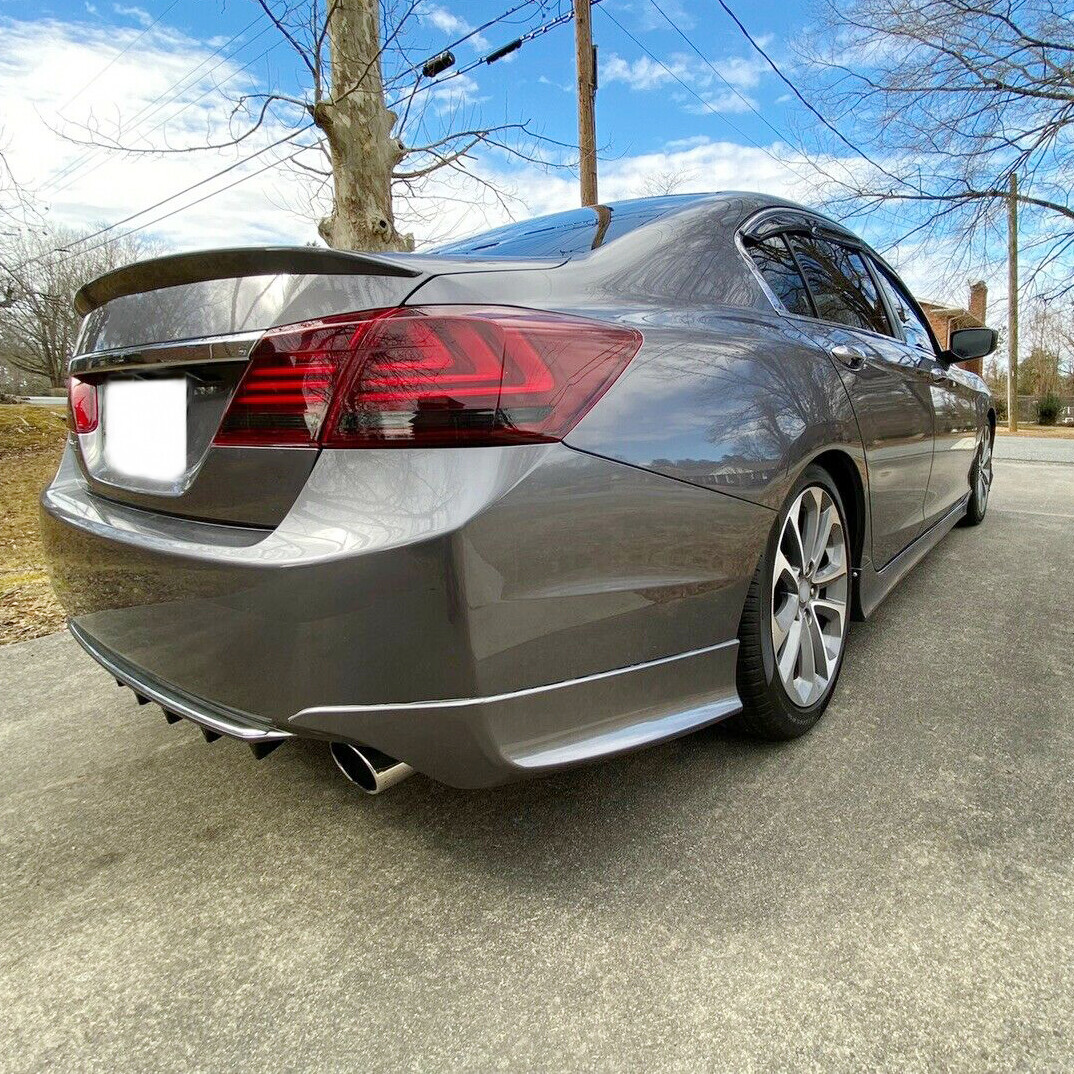 HECASA For 2013-15 Honda Accord 4-DR HFP-Style Black Rear Bumper Spoiler Lip 2pc