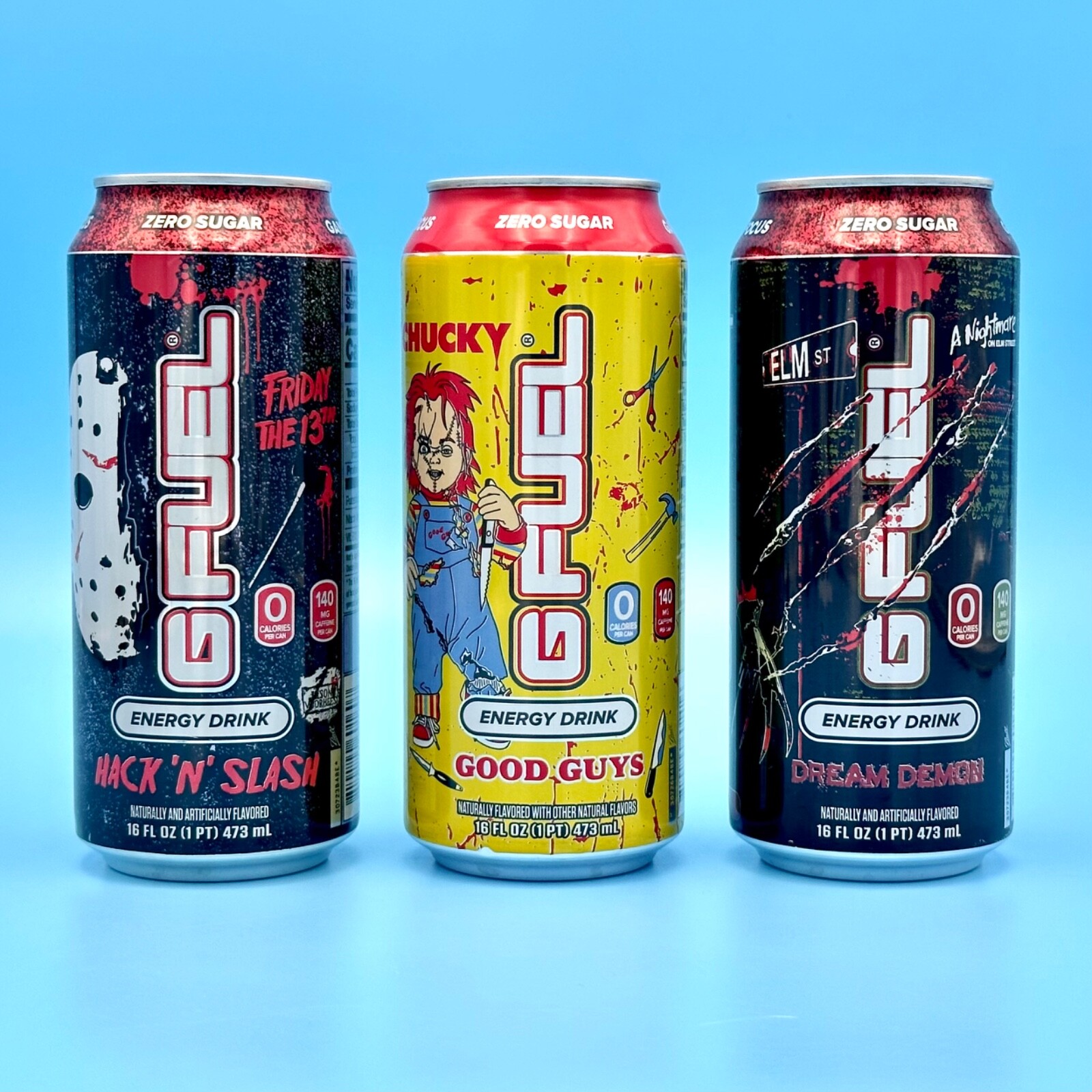 G Fuel Limited Edition Horror Can Energy Drink Jason Chucky Freddy Halloween