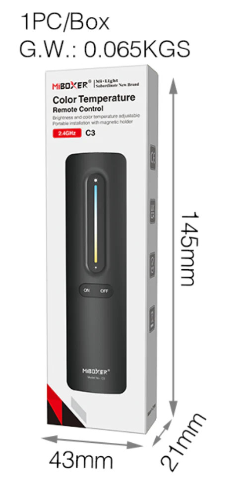 Miboxer 1-Zone CCT Remote (Black)