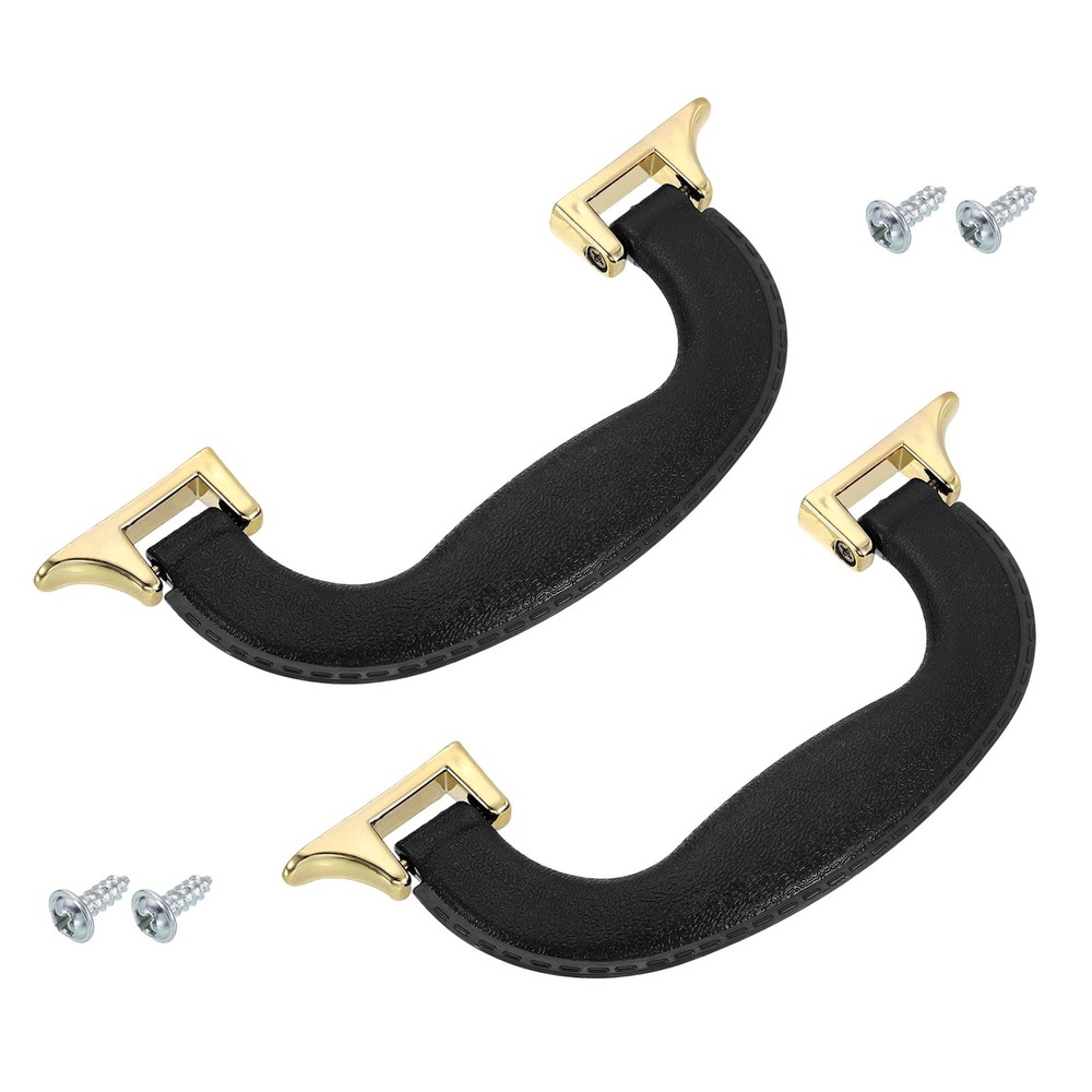 2Pcs Luggage Handle Plastic Pull Handle Grip Replacement with Screws Black Gold