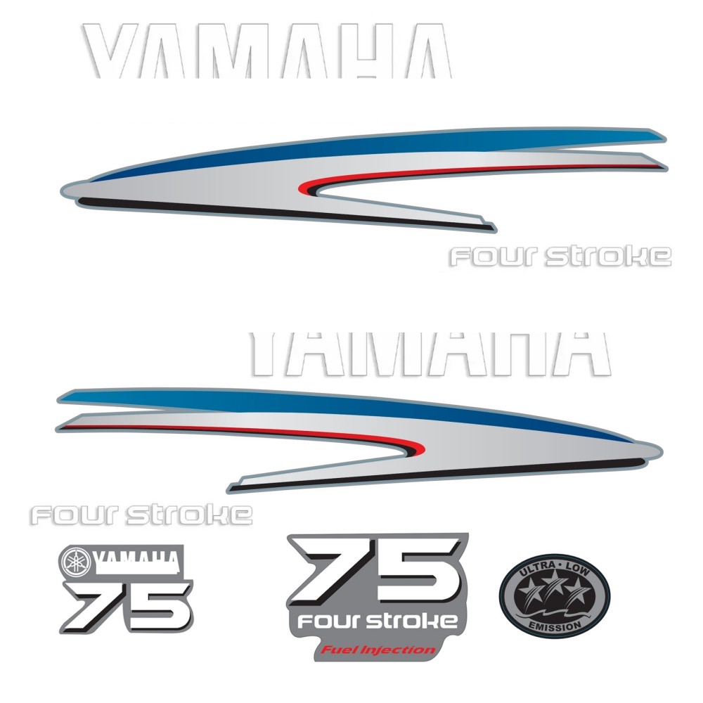 Decals Sticker Set For Yamaha 75 HP Four Stroke Outboard Engine