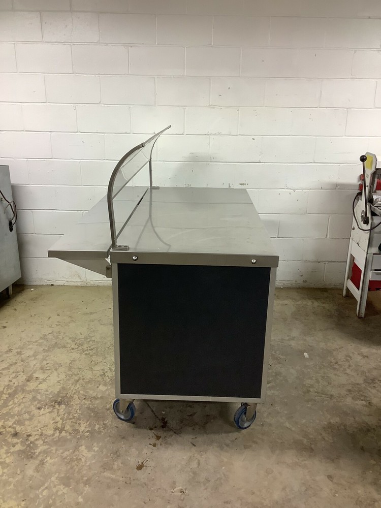 Serving Table Stainless Steele with sneeze guard on caster Servolift Eastern 500