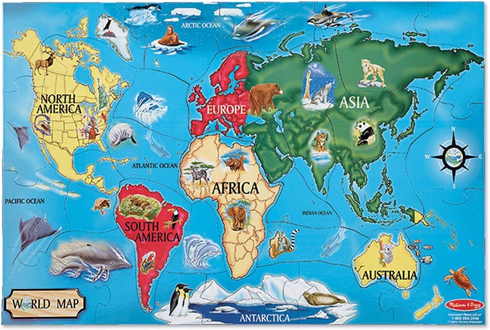Melissa & Doug World Map Floor Puzzle - 33 Pcs