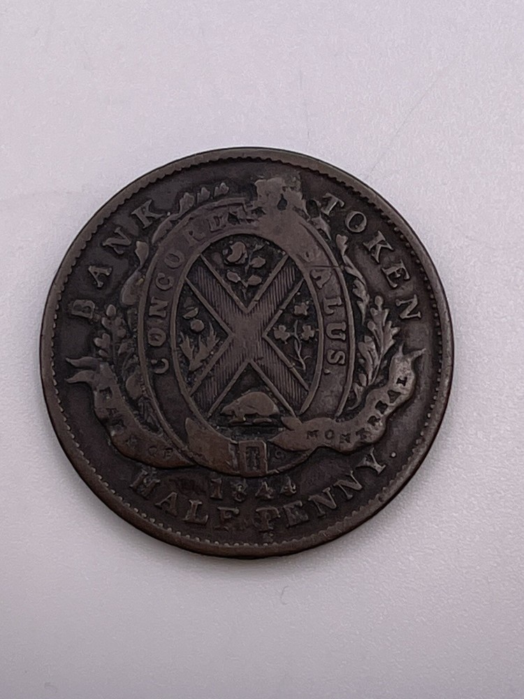 1844 Canada Montreal 1/2 Penny Token