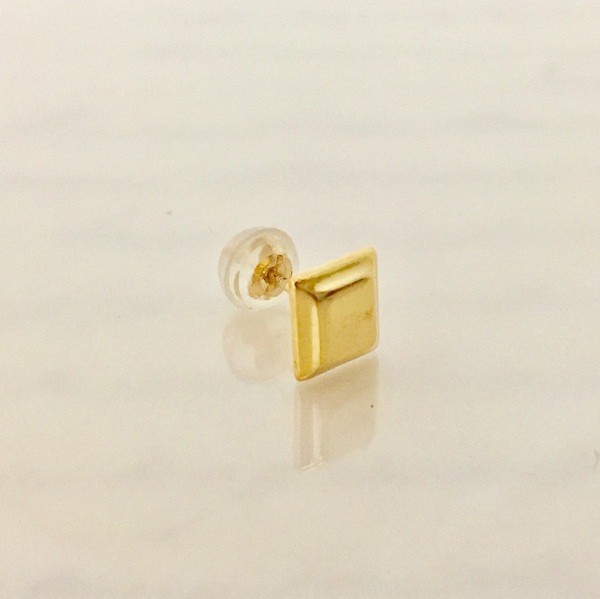 Quiet Room Square Stud Earring, 18K Gold-Plated Silver (Single)