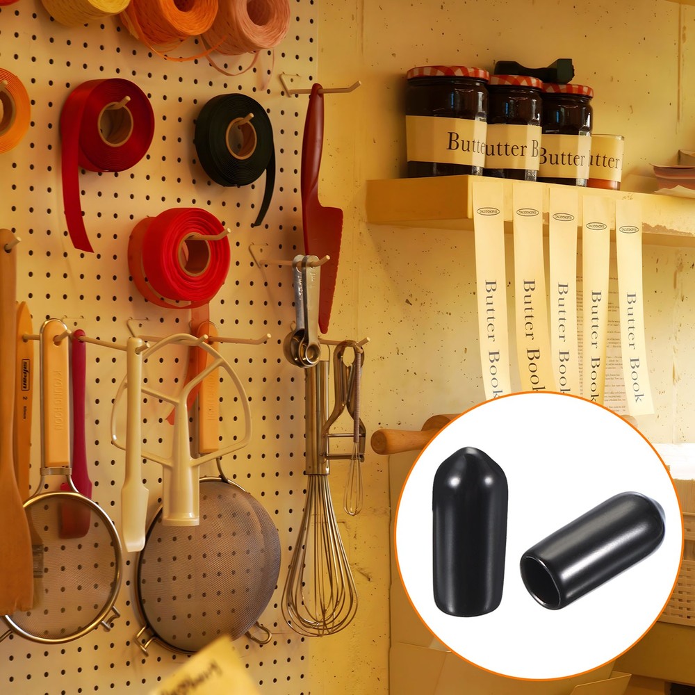 100pcs Pegboard Hook Tip Protector Rubber End Caps Inner Dia 4mm Black