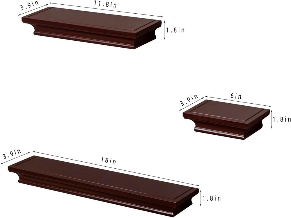 Floating Wall Shelves Sets 3 PCS with Invisible Bracket Picture Ledge Units a...