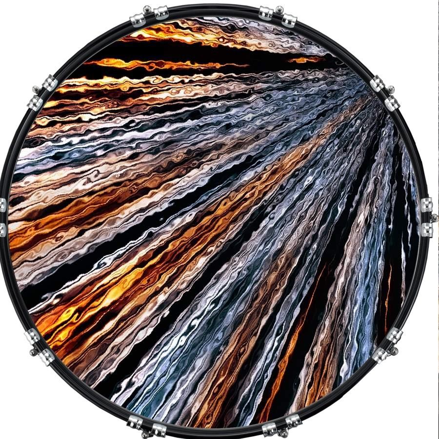 Custom 22" Kick Bass Drum Head Graphical Image Front Skin Abstract Stripes 2