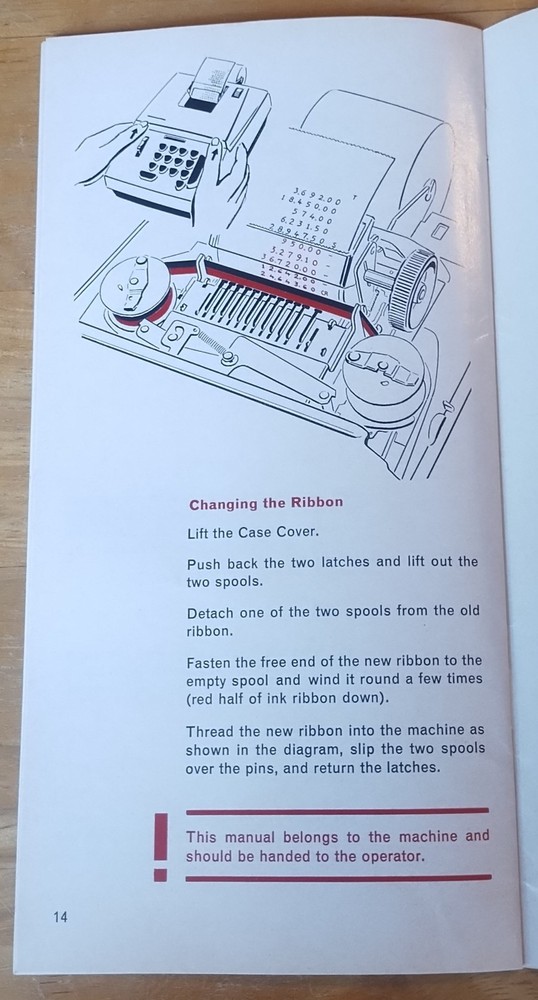 Original HERMES Model 209; 10-Key High Speed Adding Machine Operator's Manual
