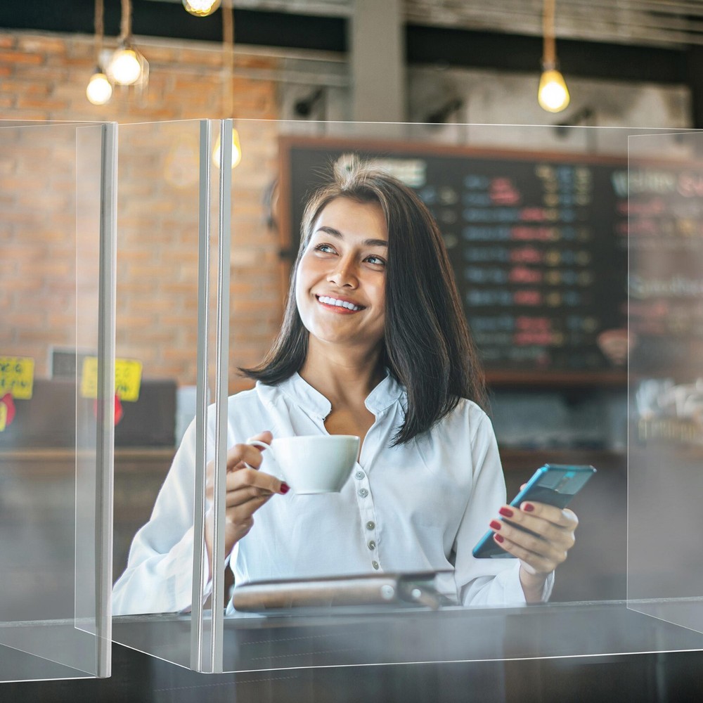 Foldable Sneeze Guard Portable Student Desk Divider Clear Table Panel Shield