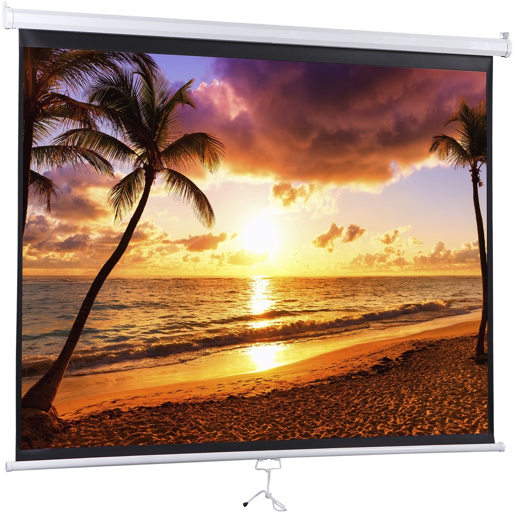 Projector Screen Pull Down 72" 4:3 HD Anti-Crease In/Outdoor Foldable Projection