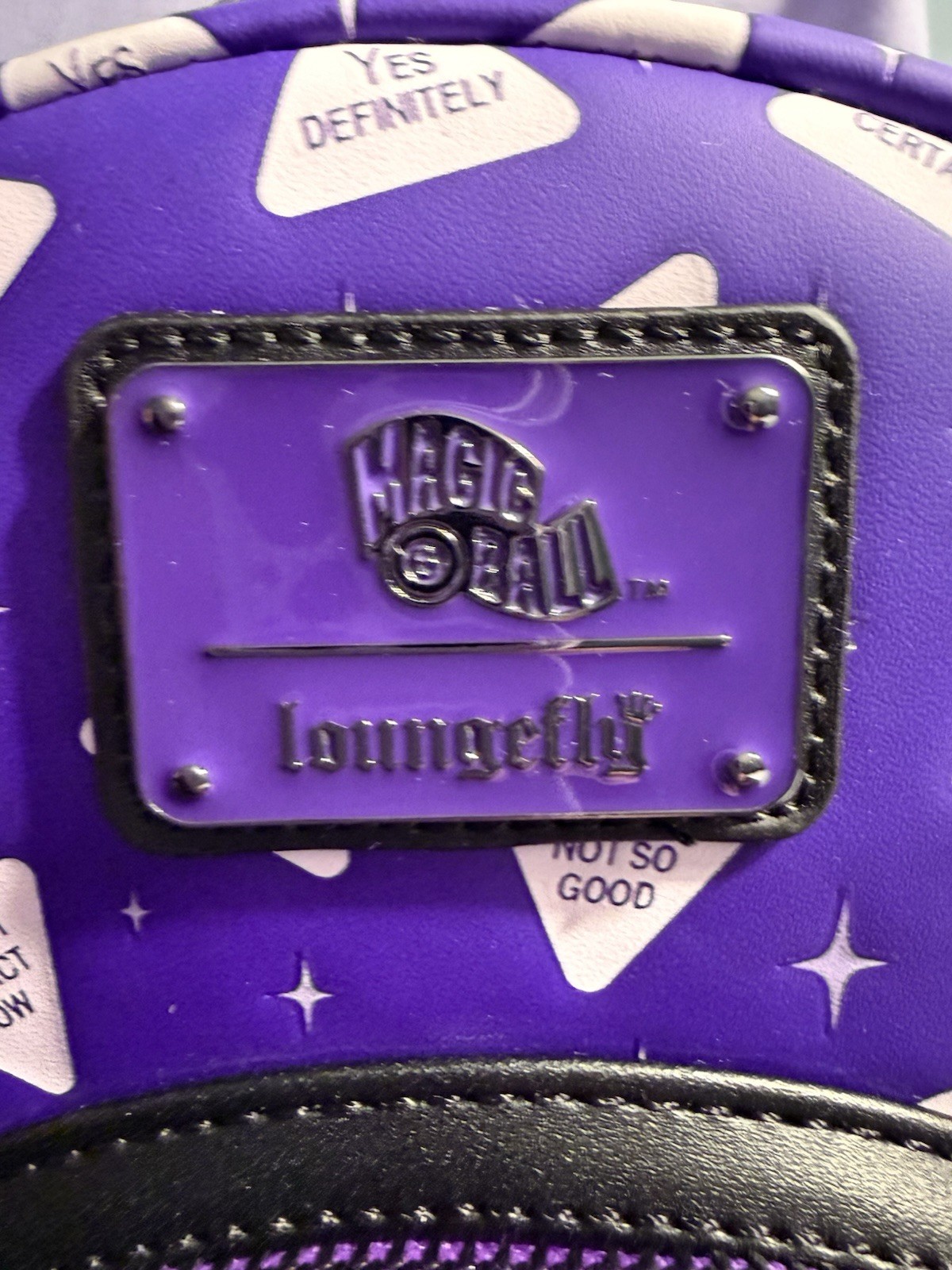 Loungefly Mini Backpack: Magic 8 Ball Fortune Telling Purple Game Lenticular