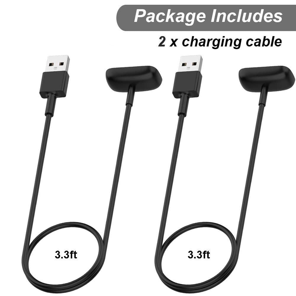 Charging Cable Replacement USB for Fitbit Charge 6/5 Luxe 2-Pack 1m/3.3ft