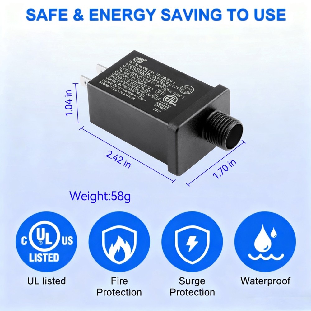 12V 2A LED Transformer Replacement for Christmas String Light IP44 Waterproof