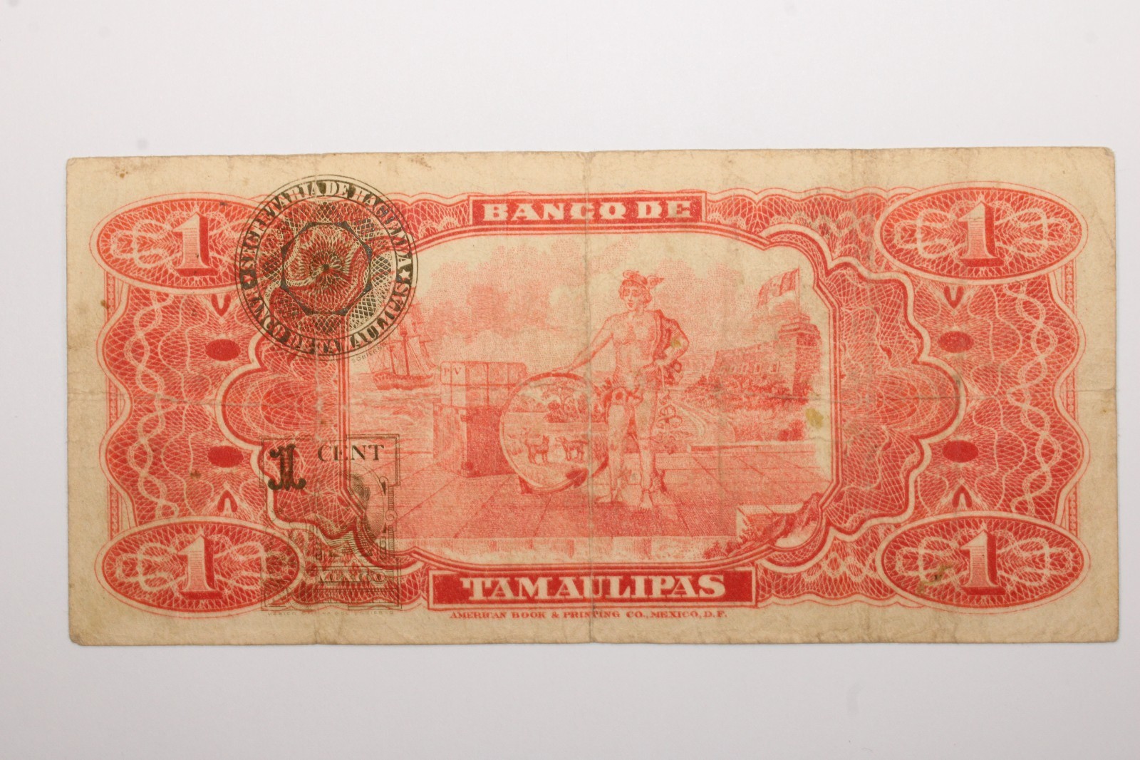 Banco De Tamaulipas Mexico Scarce 1914 1 Peso Note. #0516