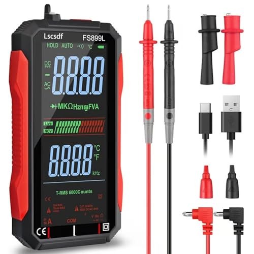 USB Rechargeable Digital Multimeter 6000 Counts Large Color Screen & Backlight