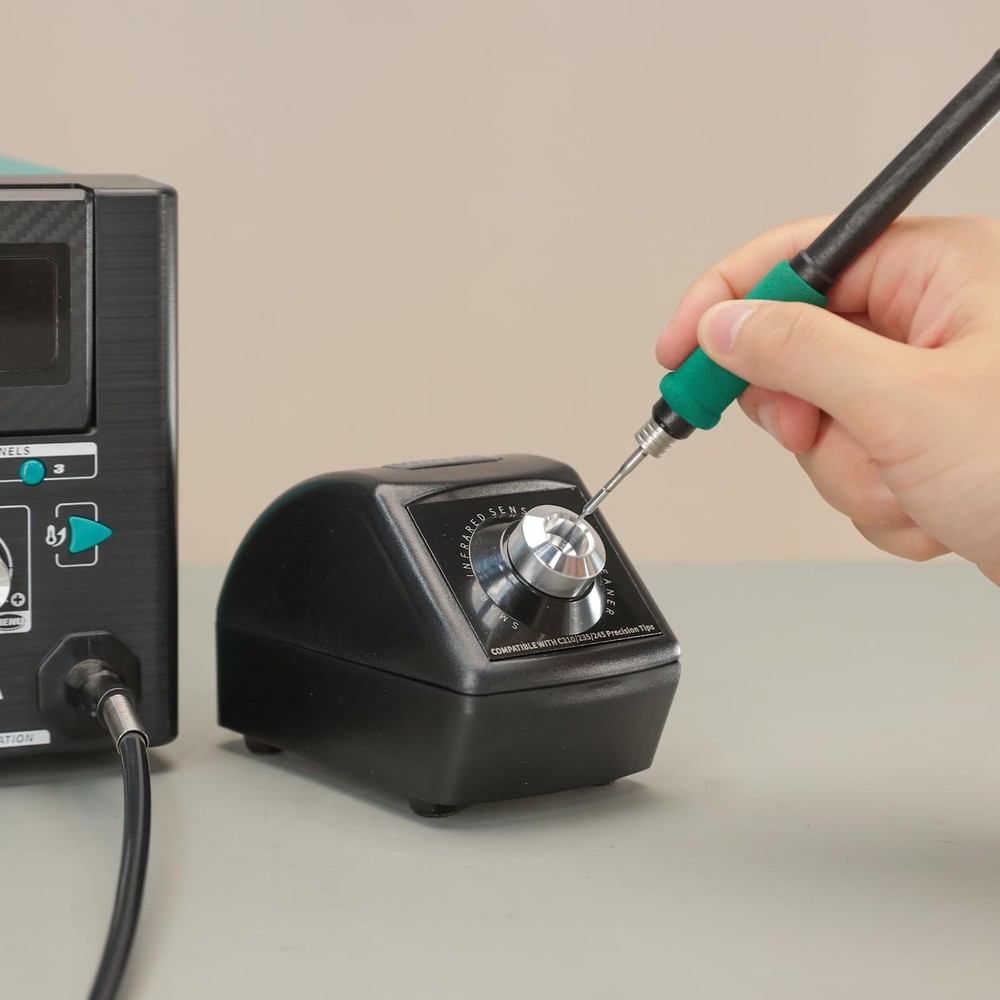 200W Motorized Soldering Tip Cleaner with Infra-red Sensor, 6 Brass...
