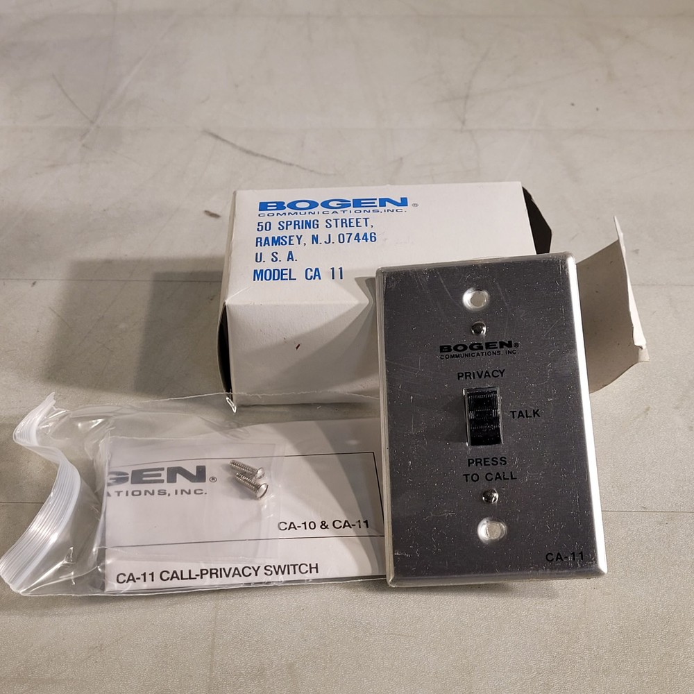 Bogen CA-11 Call Privacy Switch Press To Intercom Switch Electronic Rocker Plate