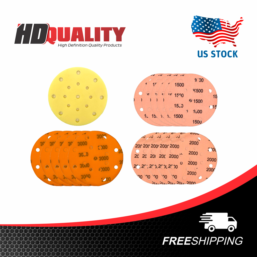 SET INTERFACE PAD 6" + SANDING SUPERFINE DISC 6'' - GRIT 1500/2000/3000 5 PCS EA