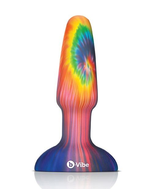 B VIBE PEACE & LOVE TIE-DYE RIMMING VIBRATING REMOTE CONTROL ANAL BUTT PLUG