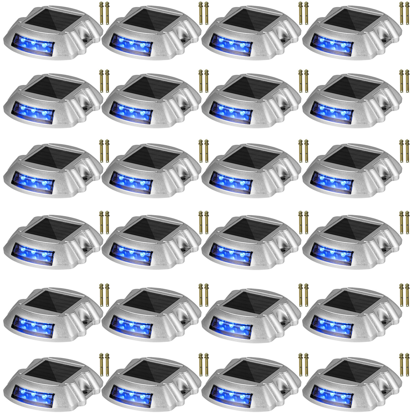 Driveway Lights, Solar Driveway Lights 24-Pack, Dock lights with Switch, in Blue
