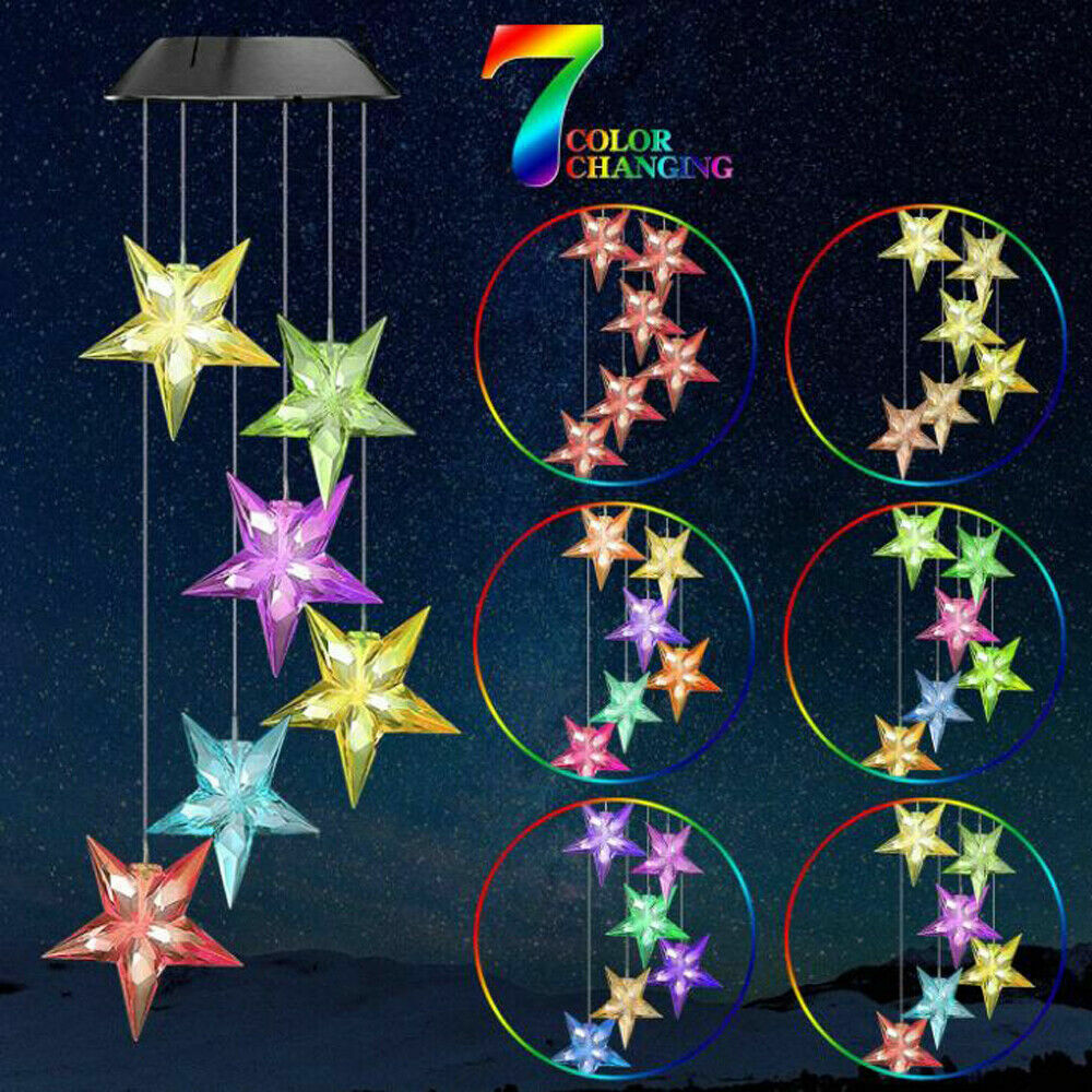 Color-Changing Outdoor LED Solar Powered Wind Chime Lights Yard Garden Decor US