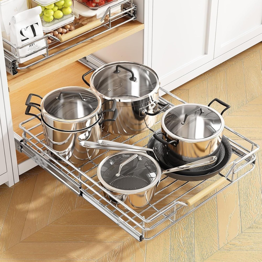 Pull out Cabinet Organizer,Heavy Duty Smooth Sliding Under Cabinet