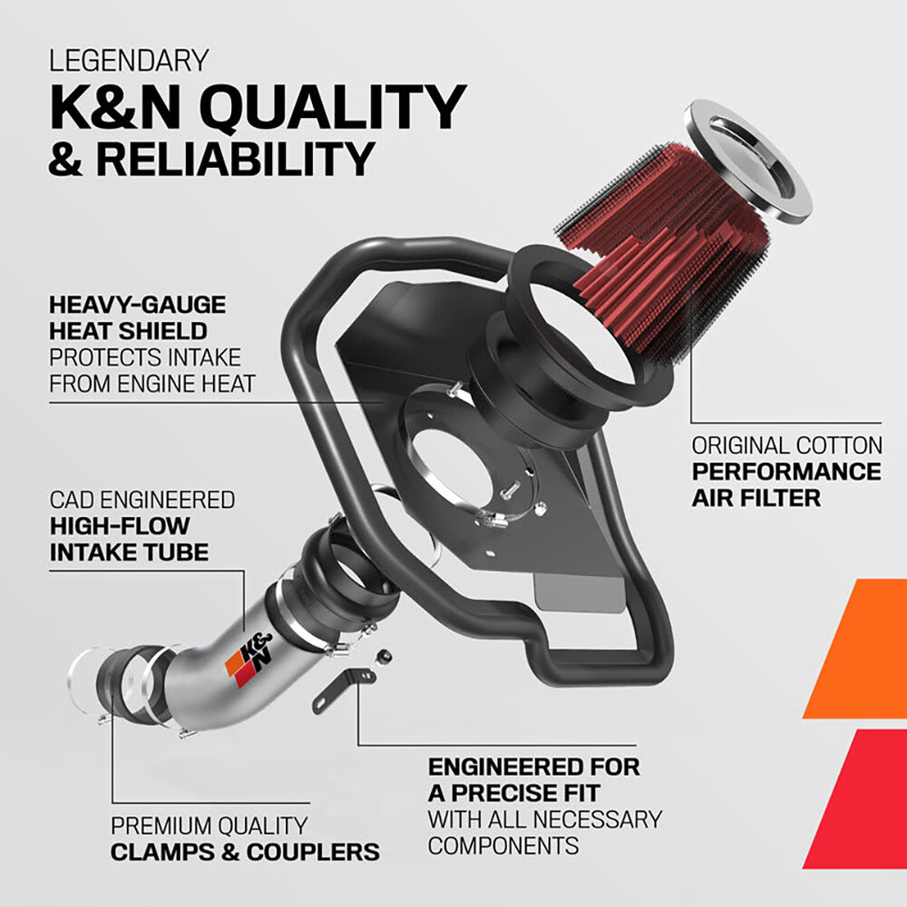 K&N 69-1510TC Performance Cold Air Intake Kit System for 22-23 Honda Civic 2.0L