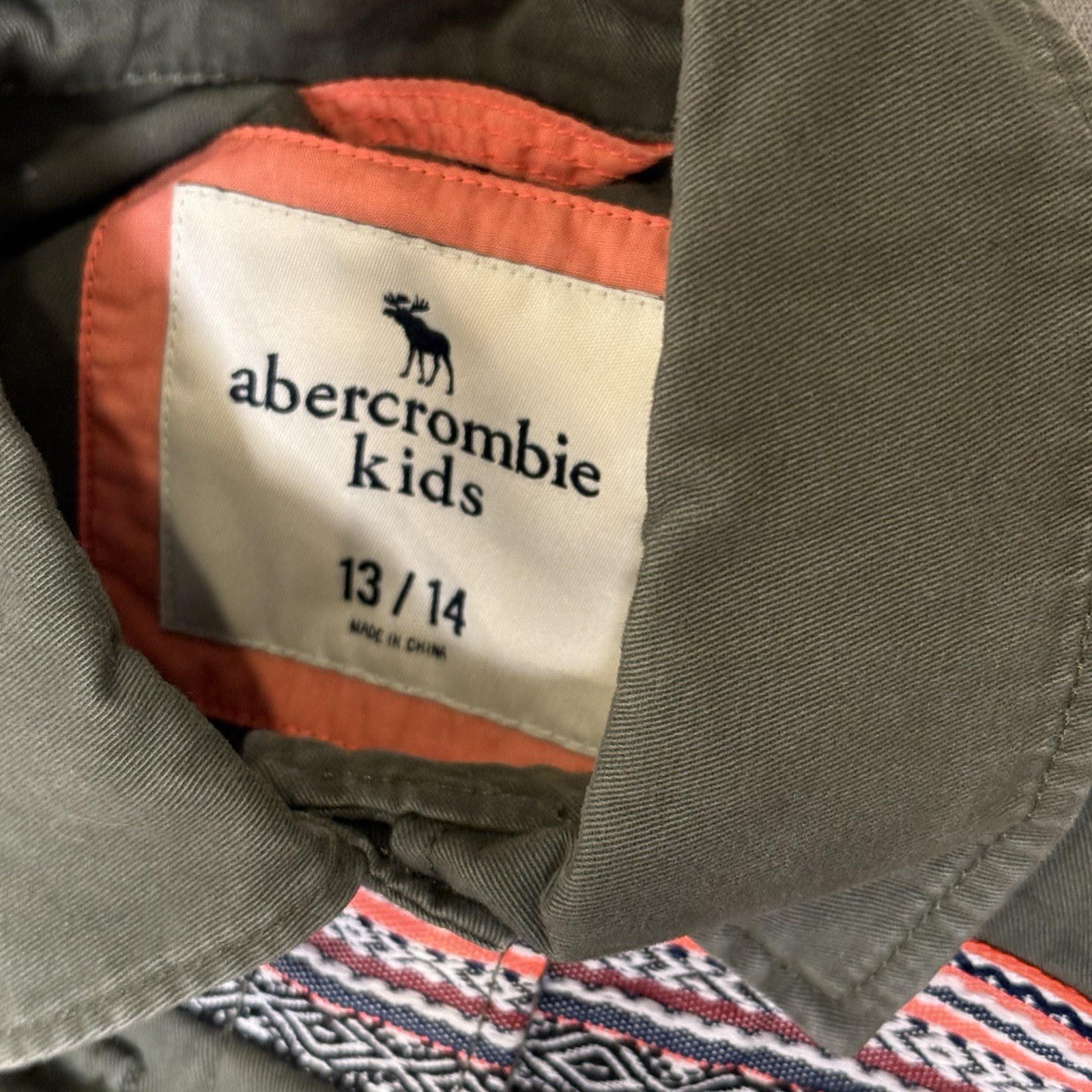 Abercrombie & Fitch Kids Denim Embroidered Snap Utility Vest Girls 13/14 Green